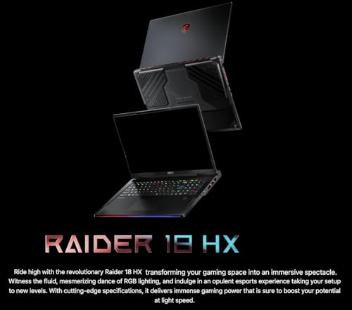 Image of msi Raider 18 HX AI Gaming Laptop 18 inch 120Hz MiniLED 4K Display (Intel Ultra 9-285HX, GeForce RTX 5080, 64GB DDR5, 2x2TB SSD, Copilot, FP Reader, Thunderbolt 5, Win11Home) w /DKZ USB Port Expander