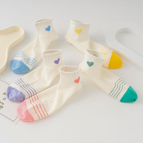 Image of Women Cute Ankle Socks Cotton Mini Crew Athletic Casual Heart Sock for Girls Sneakers
