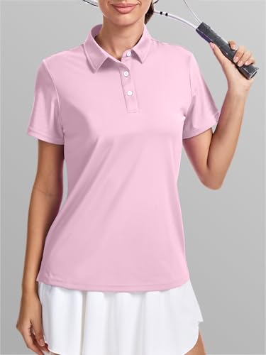SMENG Women's Golf Polo Shirt 3-Button Quick Dry UPF 50+ Casual Work Short Sleeve Collared Top4