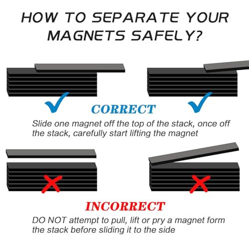 Image of MIKEDE Small Bar Neodymium Magnets,Rectangular Rare Earth Magnets for Crafts, Heavy Duty for Refrigerator, Tool Storage, Whiteboard, DIY,Black,60x10x3mm,50P