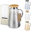 ACQUA DI AMALFI® Glaskaraffe | Wasserkaraffe 2 Liter mit Edelstahl/Bambus Deckel | Wasserkrug mit Fruchteinsatz | Auslaufsicher | Karaffe auch als Teekanne