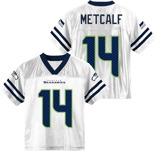 Outerstuff DK Metcalf Seattle Seahawks #14 White Kids Youth 8-20 Alternate Away Player Jersey (14-16)