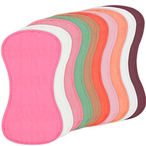Image of Sublaga 10Pcs Muslin Baby Burp Cloths Sets for Unisex, 20X10 Inches Burp Rags Cotton Burping Clothes for Newborn, Baby Girls and Boys