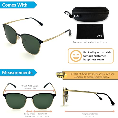 J+S Hine Retro Cat-eye Frame Polarized Sunglasses for Women | Metal | Spring Hinge | Polarized 100% UV 400| Medium-Large Fit4