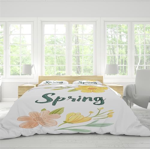 Ensemble couette alphabet fleuri style moderne avec 2 taies d'oreiller