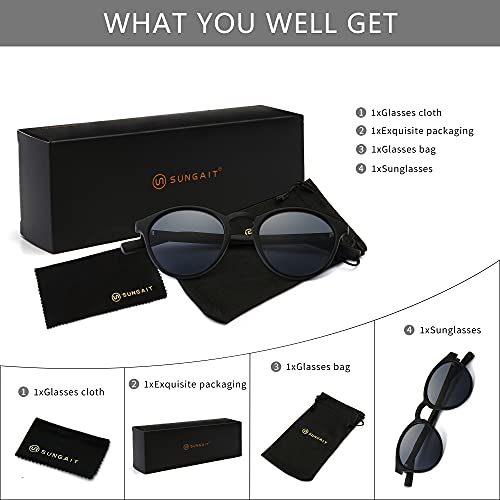 Image of SUNGAIT Classic Round Polarized Sunglasses Retro Vintage Style UV400