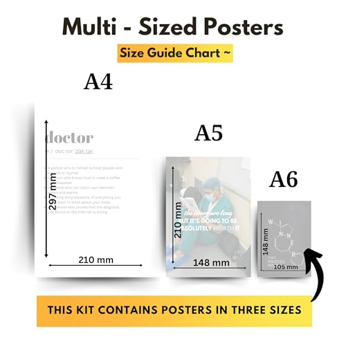 Image of Yellow Town India Doctor School Motivation Poster Kit | Set of 21 MultiSized Wall Collage Posters | Study Motivation for Medical Students | Room Decor for Future Doctors | 300 GSM + Free Adhesive