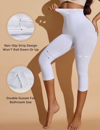 Image of Shapewear Leggings for Women Tummy Control High Waisted Capri Body Shaper Butt Lift Thigh Slimmer