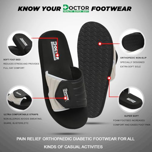 Image of DOCTOR HEALTH SUPER SOFT Men's Casual Slide Slippers | Soft Cushioned EVA Comfort Sandals | Lightweight Anti-Slip Open Toe Slides for Indoor Outdoor Everyday Wear