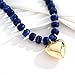 ENSKEFEN Big Gold Heart Pendant Necklaces for Women Chunky Resin Acrylic Beaded Choker Necklace Statement Dark Blue Beads Necklace Bold Fashion Jewelry