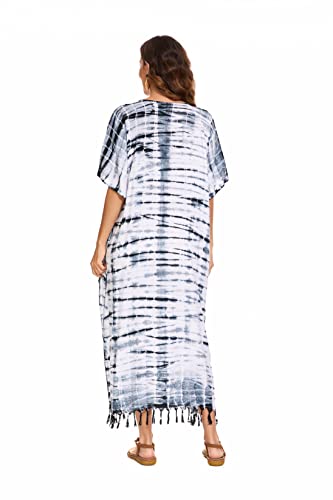 Image of Beautybatik Women Hippie Tie Dye Caftan Kaftan Loungewear Maxi Plus Size Long Dress XL to 4X