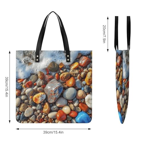 Reusable Grocery Bags Stones on Beach Tote Bag for Women Lightweight Shoulder Bags Large Shopping Bag for Travel Work Handbag2