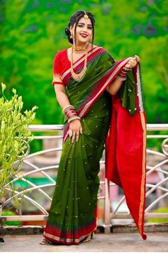 Image of NEW COLLECTION Women's Odisha Handloom Sambalpuri Pata Saree Temple Border Pasapalli Bomkai Buti Boyanika Design Saree Banarasi Soft Papa Silk Simple Ethnic Orissa Sari with Blouse Piece