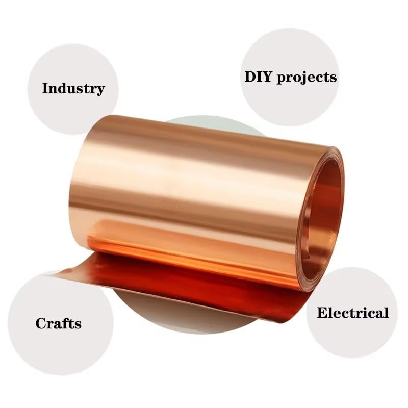 1Pcs 99.9% Copper Foil Shielding Sheet Pure Coppers Cu Metal Sheet Foil Plate Coppers Sheet Thickness 0.05-0.5mm Length1000mm (0.3x200x1000mm)