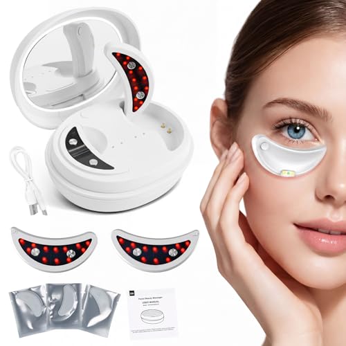 Red Light Therapy for Eyes Under Eye Red Light Therapy Massager with Patches 3 Modes Eye Massager for Eye Bags Remover and Dark Circles