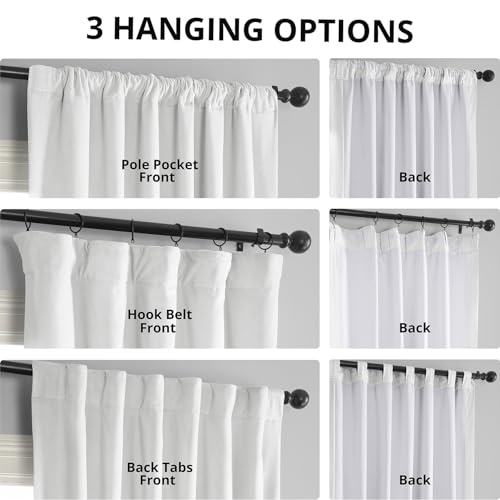 HPD Half Price Drapes Signature Velvet Thermal Blackout Curtains for Living Room 108 Inch Long (1 Panel) Rod Pocket Insulated Blackout Curtains for Bedroom Window Curtains, 50W x 108L, Primary White