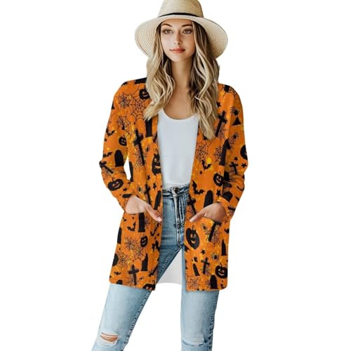 Image of Women's Lightweight Cardigans with Pockets Trendy Long Sleeve Open Front Cardigan Casual Tops Jackets Fall Oufits S-2XL