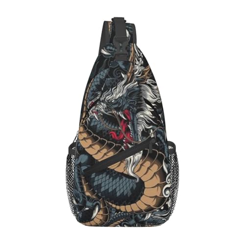 Cool Red Dragon Crossbody Sling Backpack Shoulder Bag Travel Working Daypack for Women and Men