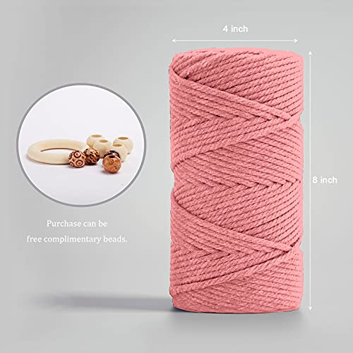 Image of Macrame Cotton Cord 5mm x 109 Yards, ZUEXT 100% Natural Handmade Colorful 4 Strands Twisted Braided Cotton Rope for Wall Hanging Plant Hangers Gift Wrapping Tapestry DIY Crafts(100m, Deep Pink) | 100% Natural Handmade, 4 Strands Twisted Cotton Rope, For Wall Hanging Plant Hangers Gift Wrapping Tapestry DIY Crafts, 100m