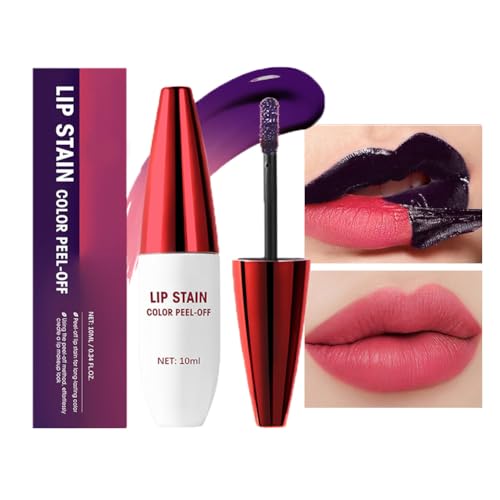 GL-Turelifes Peel Off Lipgloss, Tattoo Farbe Lip Stain Lip Tint, Matter Lipgloss Langanhaltender wasserdichter flüssiger Lippenstift Non-Stick Cup Lip Tint Tear-Off Lipgloss (#2 Rose)