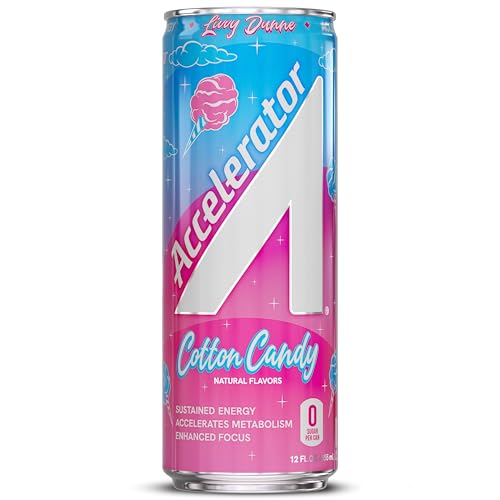 Image of Accelerator Active Energy Drink, Cotton Candy 12oz can (12 pack) | Zero Sugar, Sustained Energy from 100% Natural Caffeine (200mg from Green Coffee Bean & Green Tea extract)