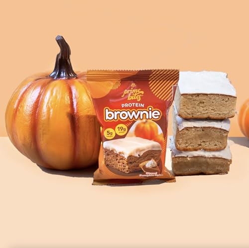 Prime Bites Protein Brownie from Alpha Prime Supplements | High Protein, Collagen Fortified Low Sugar Treat | Delicious Snack | 12 Bars per Box (Glazed Pumpkin Spice)