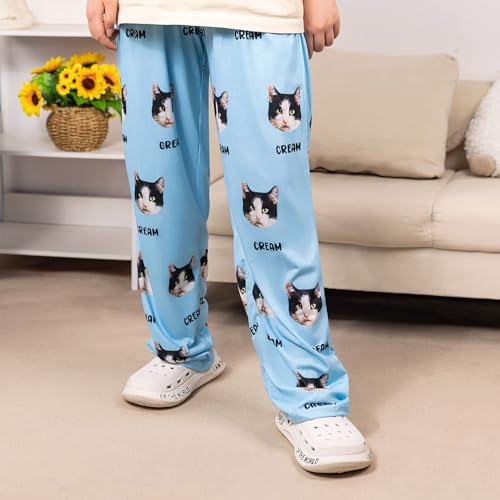 Custom Pet Photo Name Pajamas Pants Personalized Cat Dog Face Picture Pajamas PJ Bottoms Birthday For Women Men 20 Colors2