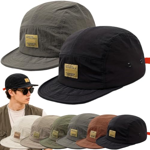 Vintage Japanese Streetwear Snapback Cap Hip-Hop Inspired Quick Dry Breathable Baseball Casual Duckbill Cap (US Alpha One Size Black+Gray)