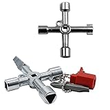 Práctica: la llave de cruz universal se adapta a la mayoría de los contadores de agua y electricidad, radiadores, contadores de gas, ascensor, armarios eléctricos, grifos de agua, etc. Asegúrate de que las dimensiones son las mismas antes de comprar.