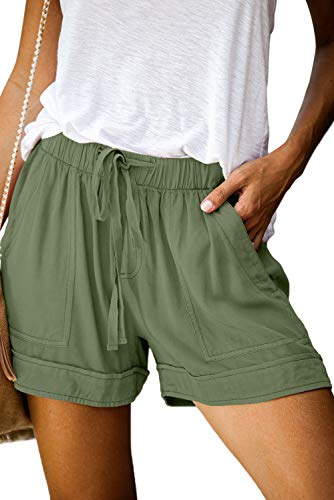 Image of KISSMODA Womens Summer Shorts Leopard /Camo /Solid /Floral Print Elastic Waist Pocketed Casual Pants