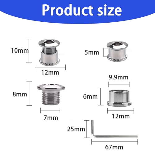 YSDMY 10 Pcs Single Chainring Bolts with Allen Key, Crankset Screw, Mountain Bike Chainring Screws - Image 2