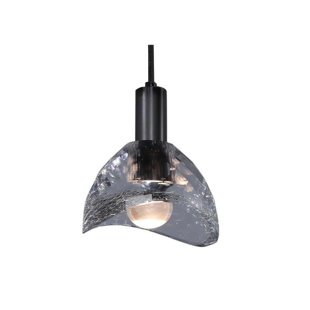 Kleine Mid-Century-Kristall-Pendelleuchte, nordischer Einzelkopf, schwarzes Kupfer, Nachttisch-Hängelampe, moderner, verstellbarer Schlafzimmer-Kronleuchter for Wohnzimmer