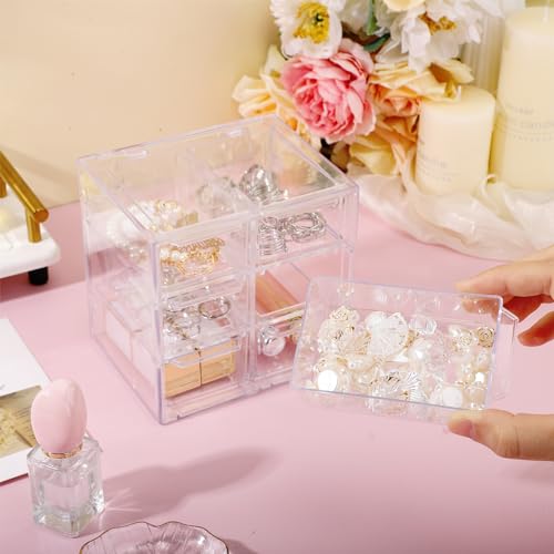 Image of Segbeauty Clear Acrylic Storage Drawers - 3 Tier Jewelry Organizer with 6 Small Drawers, Dustproof for Desktop