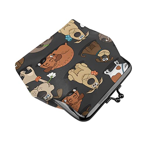 Funny Cartoon Animal Sleeping Dog Buckle Leather Coin Purses Vintage Pouch Kiss-Lock Change Purse Mini Wallets For Women Girls #TOP3