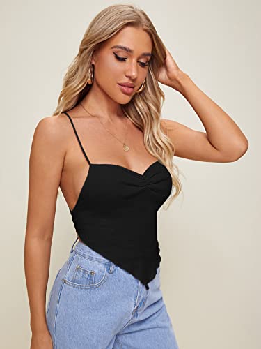 Verdusa Women's Criss Cross Backless Strappy Asymmetrical Hem Crop Cami Top3