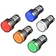 Heschen 22mm LED-Kontrollleuchte, AD16-22D/S, 24VDC 20mA, Rot Grün Gelb Blau Weiß Lichtfarbe, 5er Pack