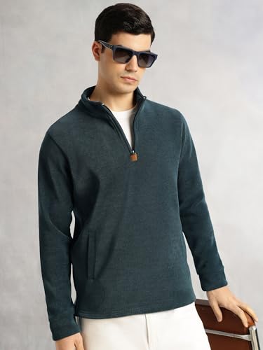 Image of Thomas Scott Men's | Regular Fit | Long Sleeves | High Neck | Solid | 100% Polyester | Knitted | Sweatshirt | Dry Clean Only