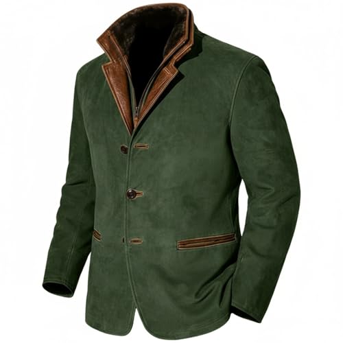 YOSUWOAI Trachtenjacke Herren Slim Fit Freizeitjacke Langarm Traditioneller Übergangsjacke Wärmer Winddicht Janker Festliche Outdoorjacke Vintage Blazer Jacket mit Knopf Retro Mantel