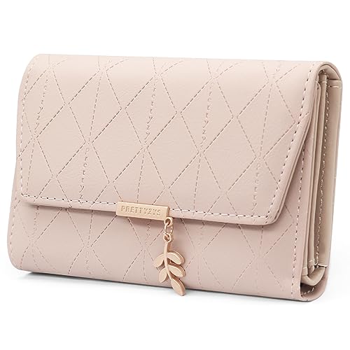 REETEE Damen Geldbeutel aus Weichem Veganem Leder Kleine Portemonnaie Damen mit Vielen Fächern, Mini Portmonee Damen mit Münzfach und Kartenfächer Frauen Geldbörs (M-Rosa)
