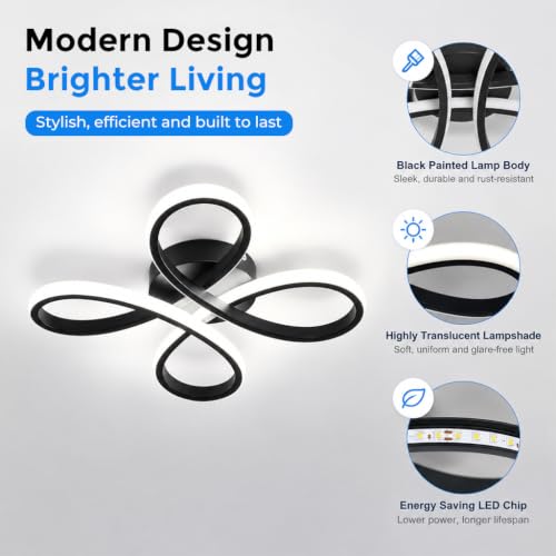 Image of ELEPHANTBOAT Ceiling Lights for Living Room 36W Flower Shape LED Semi Flush Mount Modern Chandelier Lights for Ceiling, Cool White Lighting for Living Room Bedroom Kitchen