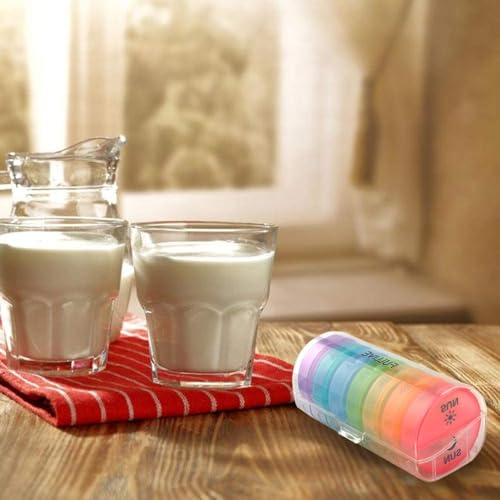 Daily Pill Organizer (Twice-a-Day) - Weekly AM/PM Pill Box, Round Medicine Organizer, 7 Day Pill Container, Vitamin Organizer for Vitamin Fish Oils Supplement