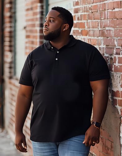 Big and Tall Polo Shirts for Men Short Sleeve Casual Cotton Mens Golf Shirt Classic Button Down Sport Work Shirts2