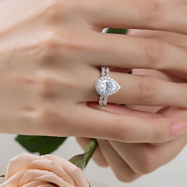 WES Moissanite Engagement Ring for Women - D Color VVS1 Stackable Bridal Ring Sets 925 Sterling Silver Moissanite Engagement Rings Wedding Promise Rings for Women, Size 5-103