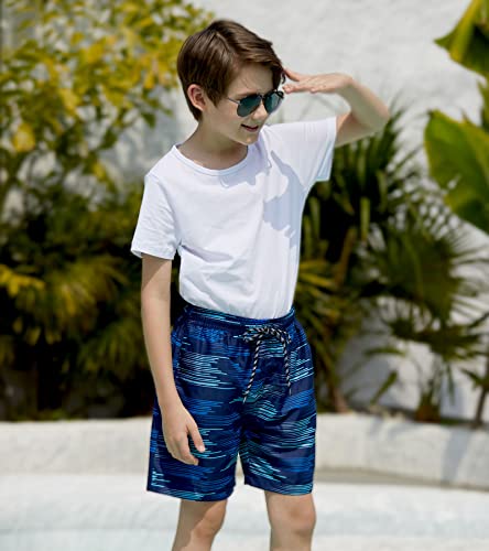 Cozople Compression Swim Shorts For Boys Anti Chafe Soft Swimming Trunk Blue Grass Swimsuit Stretchy Boardshort Bathing Suits With Boxer Brief Liner Size 14-16 #TOP1