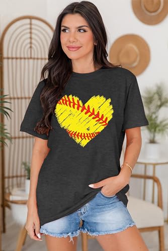 Baseball T Shirts for Women Baseball Mom Shirt Tee Funny Baseball Heart Graphic Casual Baseball Lover Gifts3