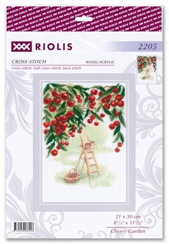 Kit point de croix RIOLIS 2205 motif jardin de cerises zen