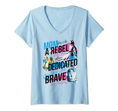 T-shirt Star Wars Mom You Are A Rebel col V pour femme courageuse et dévouée