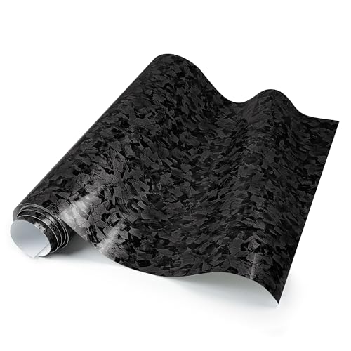 Image of Lypumso PET Forged Carbon Fiber Vinyl Wrap, Glossy Car Vinyl Film for Automotive with Air Release Technology for Vehicle Decal DIY Interior Exterior Decoration (Black Chopped Forged, 1ft x 5ft)