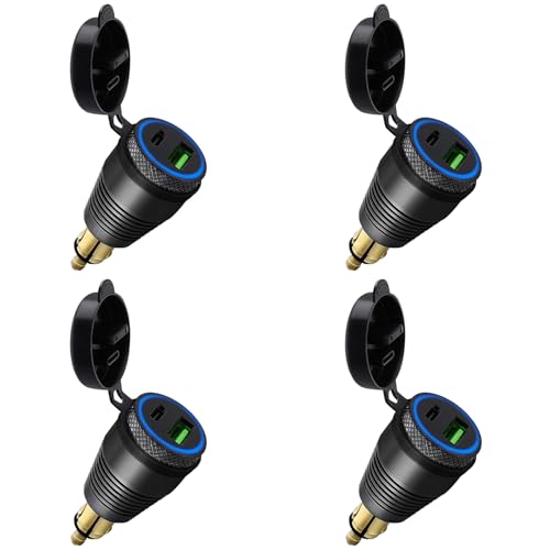 Moto DIN Prise Chargeur Étanche QC3.0 et Type C 30W Adaptateur pour Moto Allemande BMW - Lot de 4