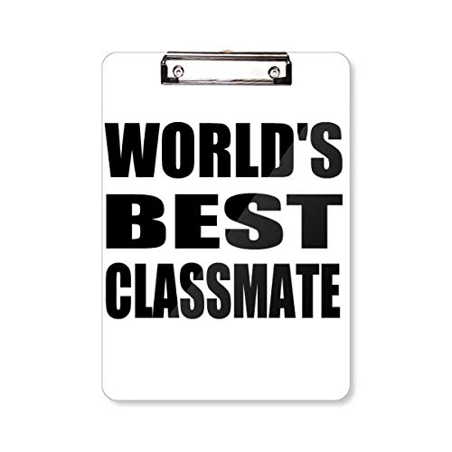 Porte-bloc A4 diplôme World's Best Classmate avec pince métallique haute résistance